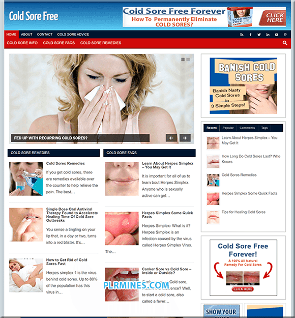 Cold Sores Nischen-PLR-Website