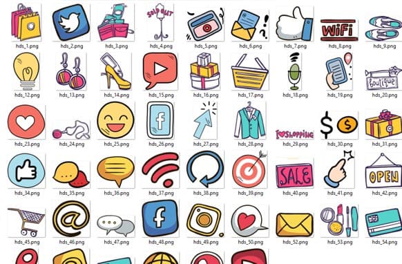 Social Media Hand gezeichnet Sticker