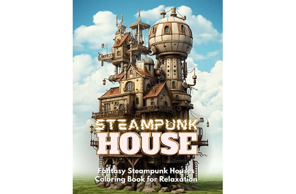 Steampunk Haus Erwachsene Malbuch